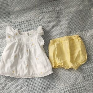 Little Me White and Yellow Diaper Cover Set
